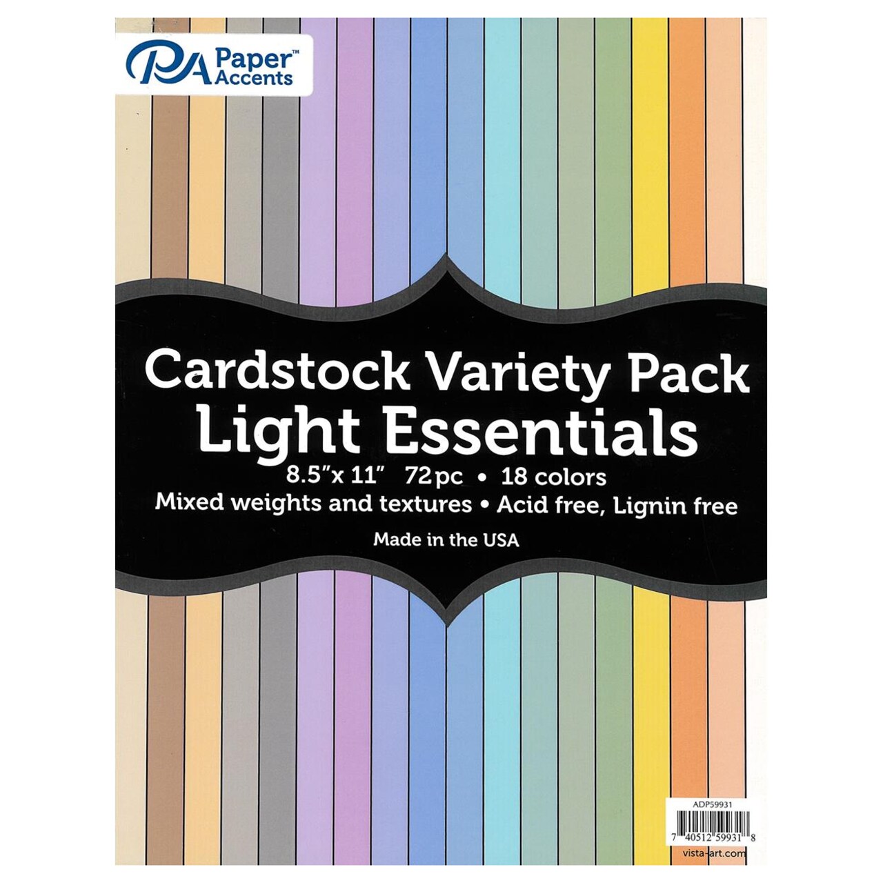 Accent Design Paper Accents Cardstock Variety Pack - 8.5" x 11" Light Essentials 72 Sheets - Heavyweight Cardstock for Scrapbooking, Card Making, Invitations & Crafts - Archival Quality
